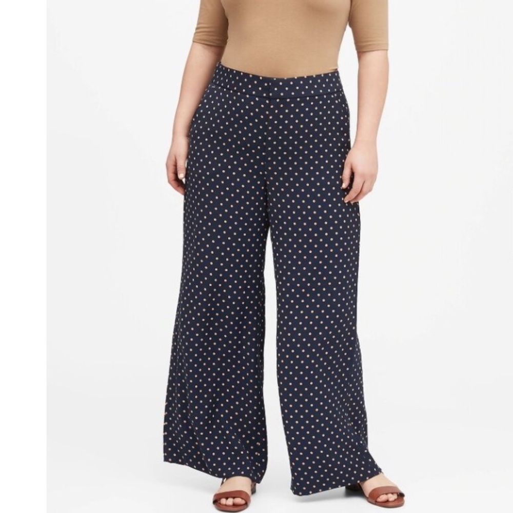 Banana Republic Polka Dot Drapey Wide Leg Pants SIZE 8